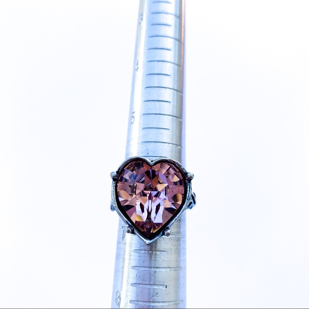 One Love Iced Pink Swarovski Heart Ring - Picture 2 of 6